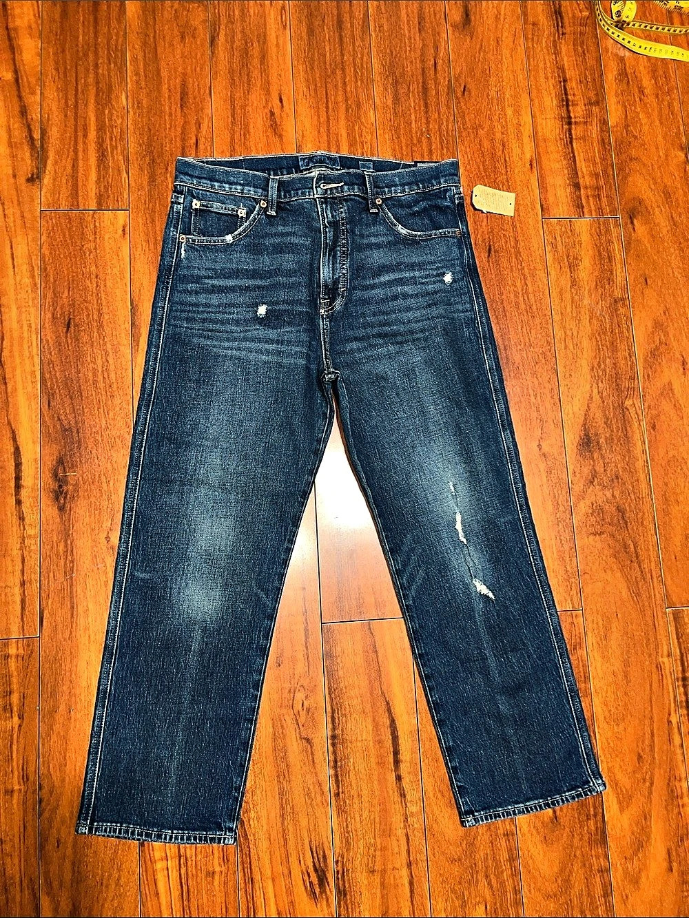 Lucky Brand Authentic Straight Crop Distressed Straight Crop Jeans Blue Waist